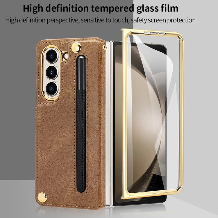 For Samsung Galaxy Z Fold4 VIETAO Film Integrated Folding Holder Flip PU Phone Case(Black) For Samsung Galaxy Z Fold4 VIETAO Film Integrated Folding Holder Flip PU Phone Case(Black)