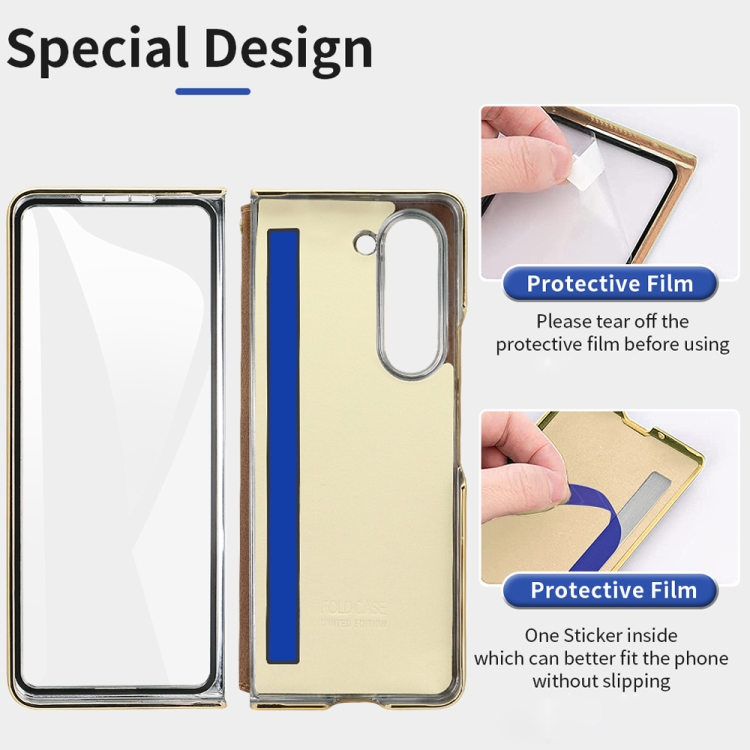 For Samsung Galaxy Z Fold4 VIETAO Film Integrated Folding Holder Flip PU Phone Case(Black) For Samsung Galaxy Z Fold4 VIETAO Film Integrated Folding Holder Flip PU Phone Case(Black)