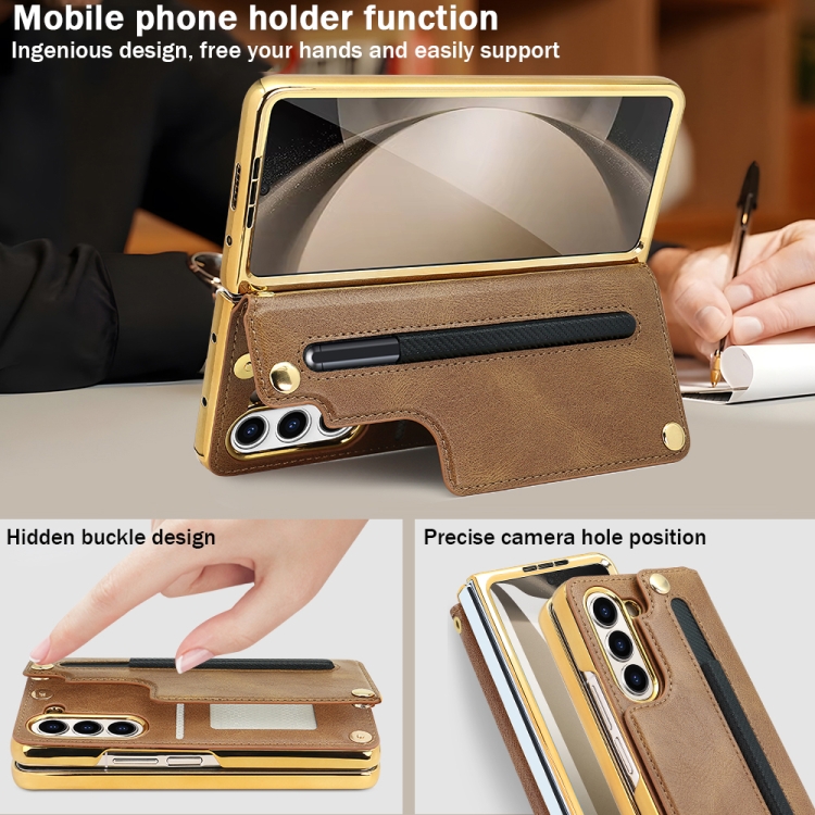 For Samsung Galaxy Z Fold4 VIETAO Film Integrated Folding Holder Flip PU Phone Case(Black) For Samsung Galaxy Z Fold4 VIETAO Film Integrated Folding Holder Flip PU Phone Case(Black)