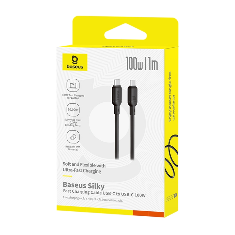 Baseus Silky Series 1m 100W USB-C / Type-C to Type-C Fast Charging Cable(Black) - 4