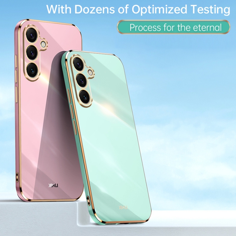 For Samsung Galaxy S25+ 5G XINLI Straight 6D Plating Gold Edge TPU Phone Case(White) For Samsung Galaxy S25+ 5G XINLI Straight 6D Plating Gold Edge TPU Phone Case(White)