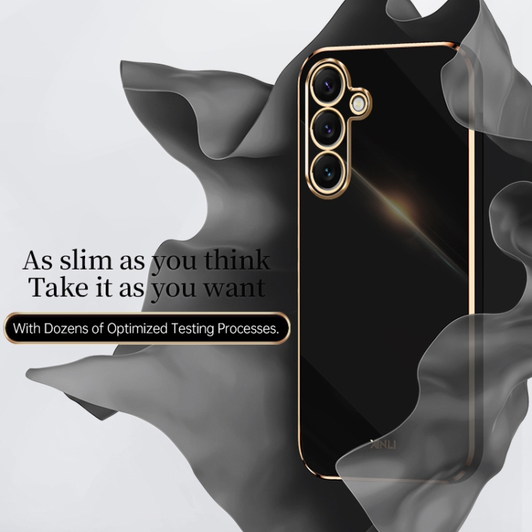 For Samsung Galaxy S25+ 5G XINLI Straight 6D Plating Gold Edge TPU Phone Case(White) For Samsung Galaxy S25+ 5G XINLI Straight 6D Plating Gold Edge TPU Phone Case(White)