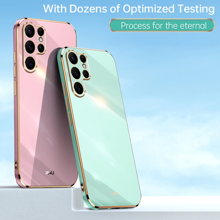 For Samsung Galaxy S25 Ultra 5G XINLI Straight 6D Plating Gold Edge TPU Phone Case(Pink) For Samsung Galaxy S25 Ultra 5G XINLI Straight 6D Plating Gold Edge TPU Phone Case(Pink)