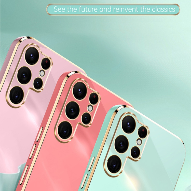 For Samsung Galaxy S25 Ultra 5G XINLI Straight 6D Plating Gold Edge TPU Phone Case(Pink) For Samsung Galaxy S25 Ultra 5G XINLI Straight 6D Plating Gold Edge TPU Phone Case(Pink)