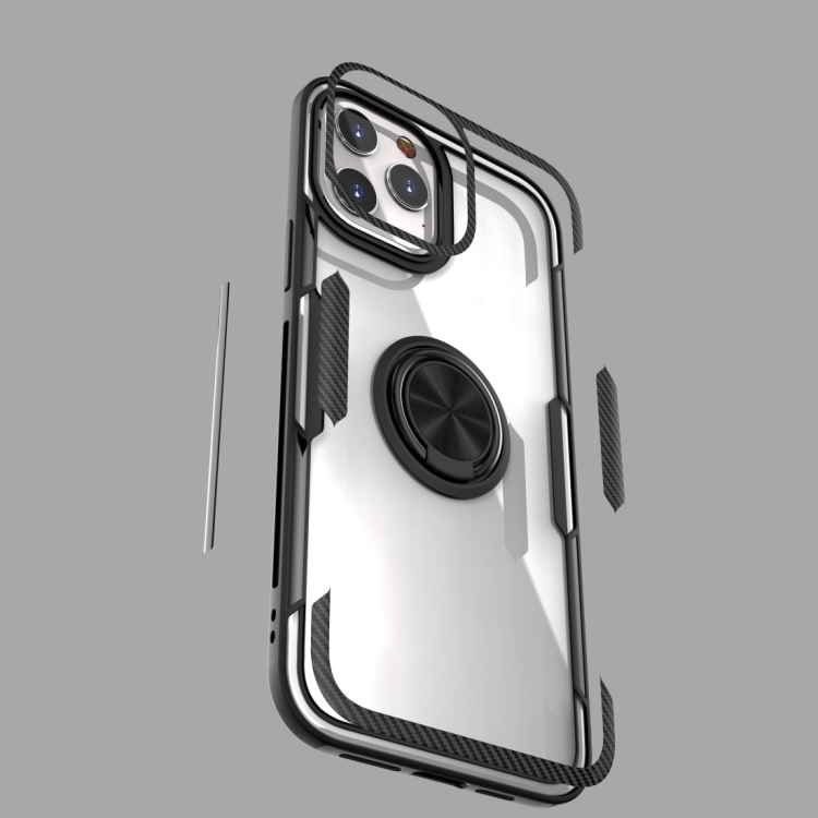 For iPhone 12 Pro Max Shockproof Transparent TPU + Acrylic Protective Case with Ring Holder(Black) For iPhone 12 Pro Max Shockproof Transparent TPU + Acrylic Protective Case with Ring Holder(Black)