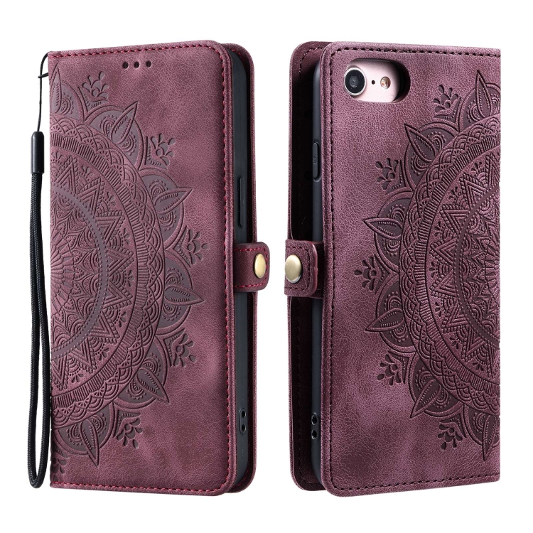 For iPhone 7 / 8 / SE 2022 Skin Feel Totem Embossed Leather Phone Case(Wine Red) For iPhone 7 / 8 / SE 2022 Skin Feel Totem Embossed Leather Phone Case(Wine Red)