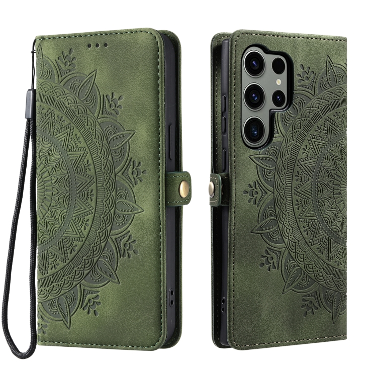For Samsung Galaxy S22 Ultra 5G Skin Feel Totem Embossed Leather Phone Case(Deep Green) For Samsung Galaxy S22 Ultra 5G Skin Feel Totem Embossed Leather Phone Case(Deep Green)