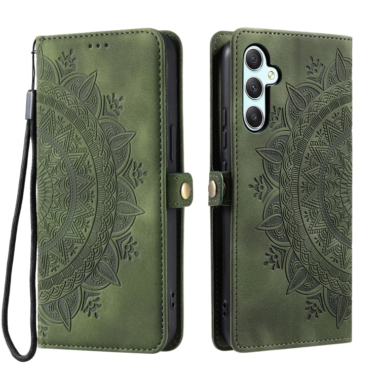 For Samsung Galaxy S25 5G Skin Feel Totem Embossed Leather Phone Case(Deep Green) For Samsung Galaxy S25 5G Skin Feel Totem Embossed Leather Phone Case(Deep Green)
