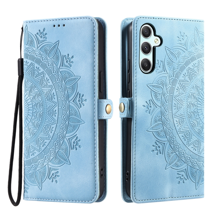 For Samsung Galaxy S25+ 5G Skin Feel Totem Embossed Leather Phone Case(Blue) For Samsung Galaxy S25+ 5G Skin Feel Totem Embossed Leather Phone Case(Blue)