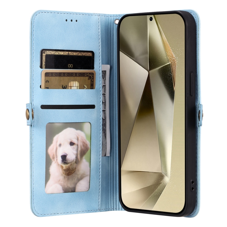 For Samsung Galaxy S25+ 5G Skin Feel Totem Embossed Leather Phone Case(Blue) For Samsung Galaxy S25+ 5G Skin Feel Totem Embossed Leather Phone Case(Blue)