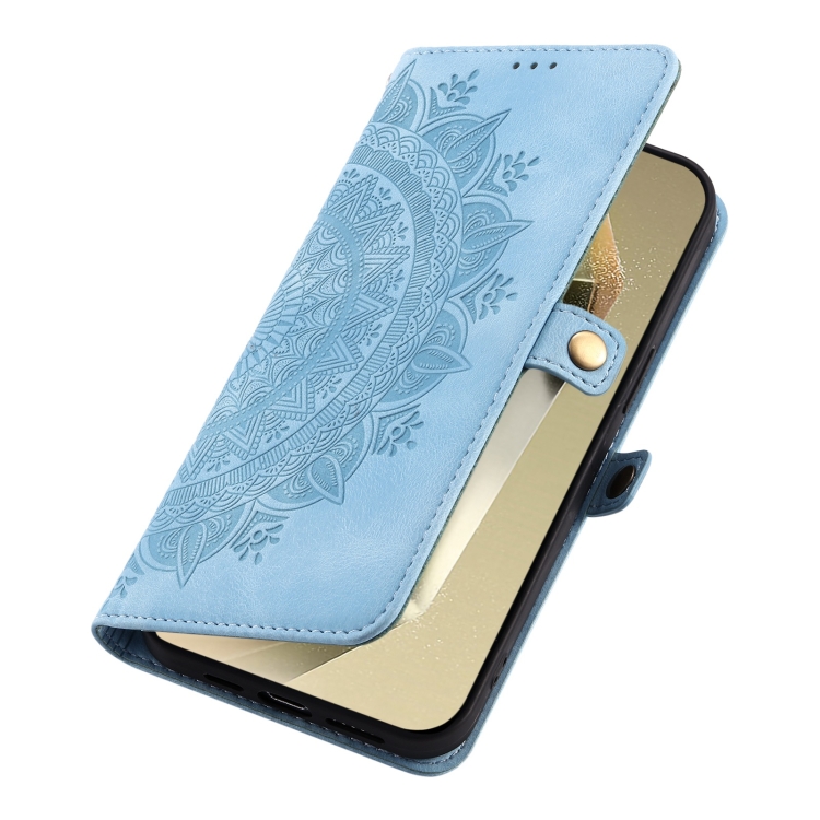 For Samsung Galaxy S25+ 5G Skin Feel Totem Embossed Leather Phone Case(Blue) For Samsung Galaxy S25+ 5G Skin Feel Totem Embossed Leather Phone Case(Blue)