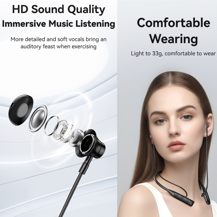 USAMS YQ24 YQ Series BT5.3 Neck-mounted Sports Bluetooth Earphone(Black) USAMS YQ24 YQ Series BT5.3 Neck-mounted Sports Bluetooth Earphone(Black)