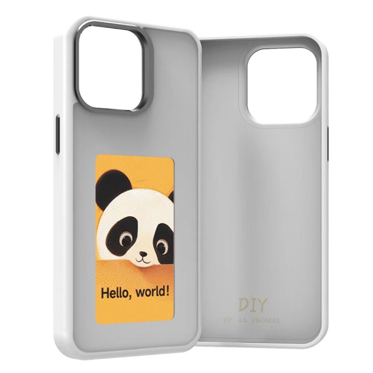For iPhone 15 Pro Four-Color E-ink Screen NFC DIY Phone Case(White) For iPhone 15 Pro Four-Color E-ink Screen NFC DIY Phone Case(White)