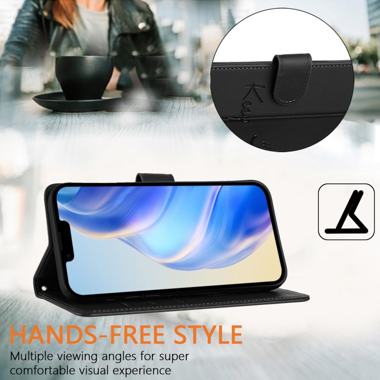 For iPhone 14 Pro Max Smile Embossing RFID Leather Phone Case(Black) For iPhone 14 Pro Max Smile Embossing RFID Leather Phone Case(Black)