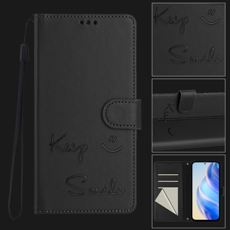 For Samsung Galaxy S24 Ultra 5G Smile Embossing RFID Leather Phone Case(Black) For Samsung Galaxy S24 Ultra 5G Smile Embossing RFID Leather Phone Case(Black)