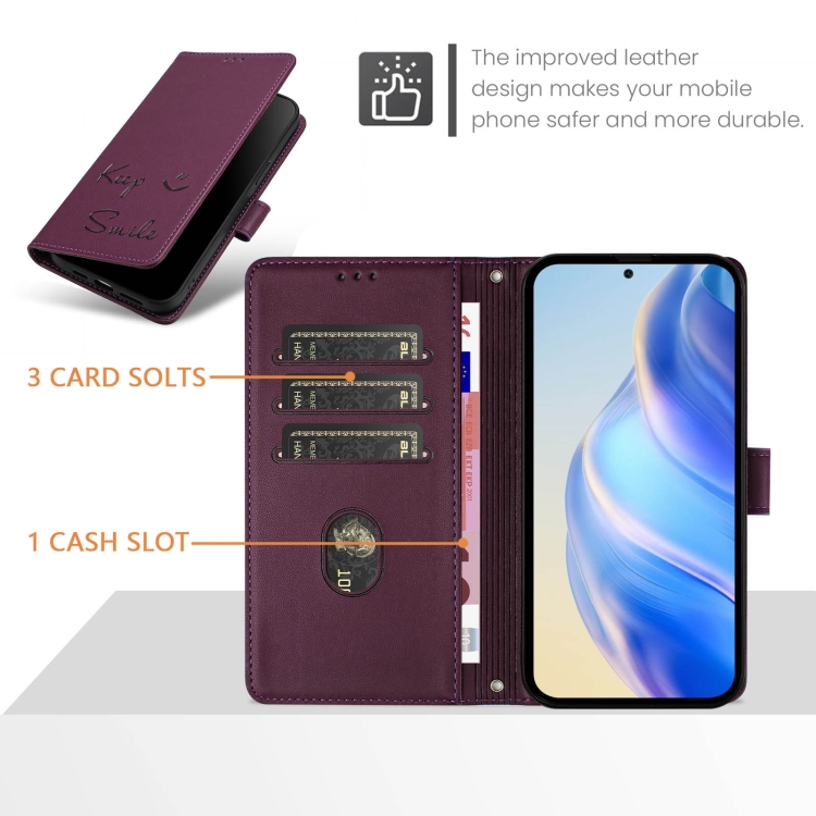 For Samsung Galaxy S21 Ultra 5G Smile Embossing RFID Leather Phone Case(Violet) For Samsung Galaxy S21 Ultra 5G Smile Embossing RFID Leather Phone Case(Violet)