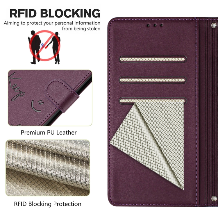For Samsung Galaxy S21 Ultra 5G Smile Embossing RFID Leather Phone Case(Violet) For Samsung Galaxy S21 Ultra 5G Smile Embossing RFID Leather Phone Case(Violet)