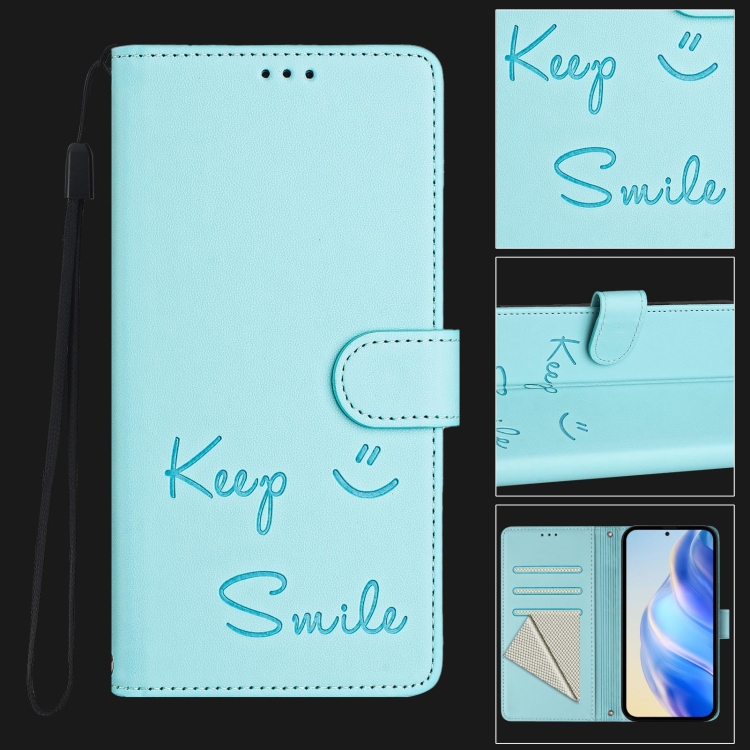 For Samsung Galaxy S21 5G Smile Embossing RFID Leather Phone Case(Mint Green) For Samsung Galaxy S21 5G Smile Embossing RFID Leather Phone Case(Mint Green)