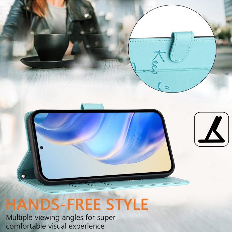 For Samsung Galaxy S21 5G Smile Embossing RFID Leather Phone Case(Mint Green) For Samsung Galaxy S21 5G Smile Embossing RFID Leather Phone Case(Mint Green)