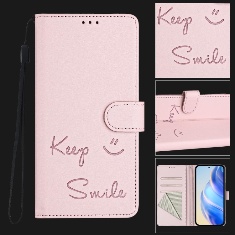 For Samsung Galaxy S25+ 5G Smile Embossing RFID Leather Phone Case(Pink) For Samsung Galaxy S25+ 5G Smile Embossing RFID Leather Phone Case(Pink)