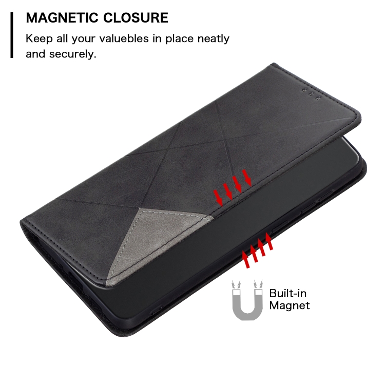 For Redmi Note 14 Pro 5G / Note 14 Pro+ 5G Rhombus Texture Magnetic Leather Phone Case(Black)