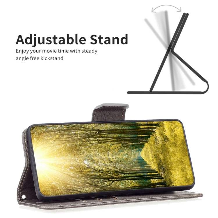 For Redmi 14C 4G Lambskin Texture Pure Color Flip Leather Phone Case(Grey)