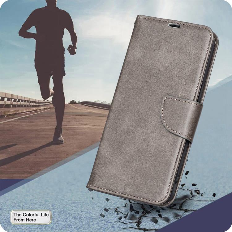 For Redmi K90 Pro Max/Poco F8 Ultra Lambskin Texture Pure Color Flip Leather Phone Case(Grey)