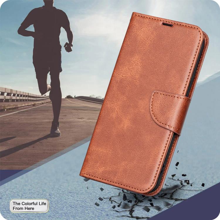 For Redmi Note 15 5G Global 164mm Lambskin Texture Pure Color Flip Leather Phone Case(Brown)