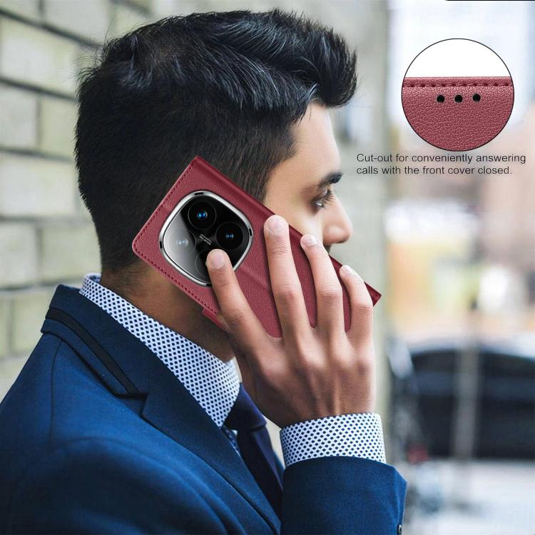 For Redmi Note 14 Pro 4G Litchi Texture RFID Anti-theft Leather Phone Case(Red)