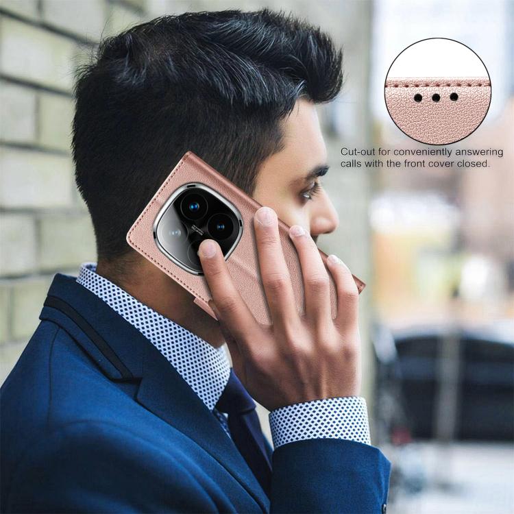 For Redmi Note 14 Pro 4G Litchi Texture RFID Anti-theft Leather Phone Case(Gold)