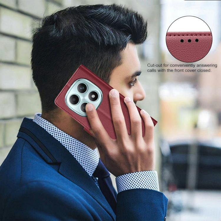 For Redmi Note 15 Pro 4G Global 163.2mm Litchi Texture RFID Anti-theft Leather Phone Case(Red)