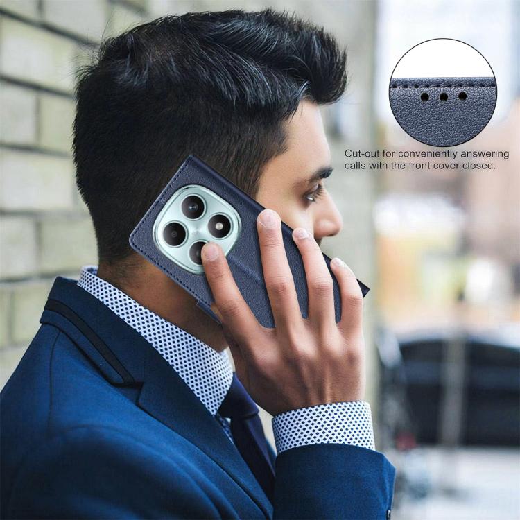 For Redmi Note 15 5G Global 164mm Litchi Texture RFID Anti-theft Leather Phone Case(Blue)