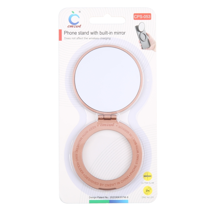 CPS-053 Magnetic Folding Phone Ring Holder with Mirror(Rose Gold) CPS-053 Magnetic Folding Phone Ring Holder with Mirror(Rose Gold)