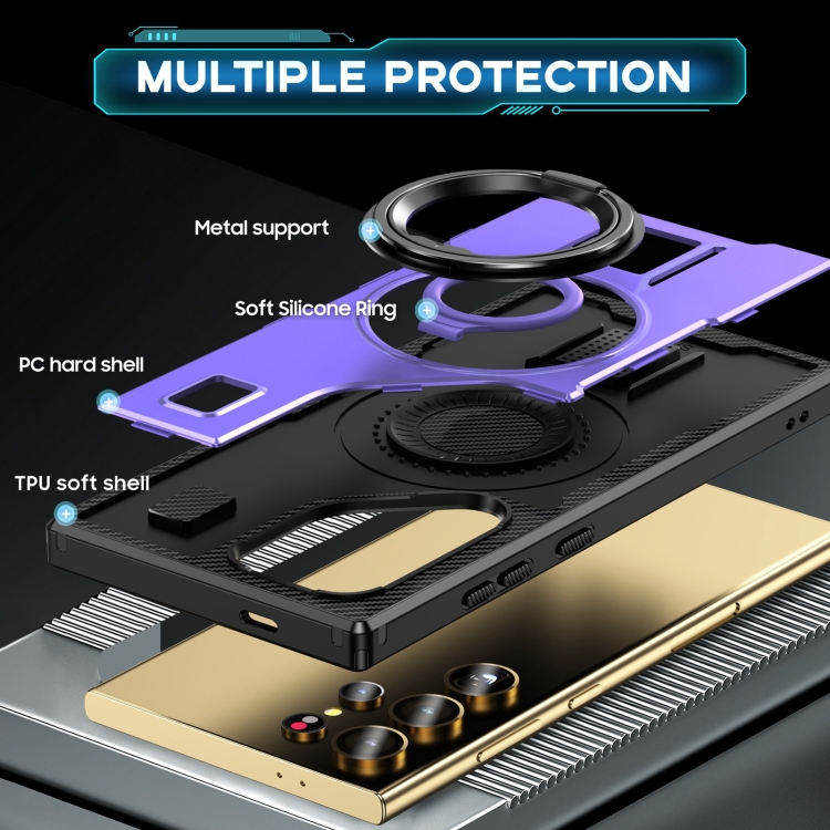 For Samsung Galaxy S24 Ultra 5G Ring Holder Carbon Fiber PC Hybrid TPU Phone Case(Purple) For Samsung Galaxy S24 Ultra 5G Ring Holder Carbon Fiber PC Hybrid TPU Phone Case(Purple)