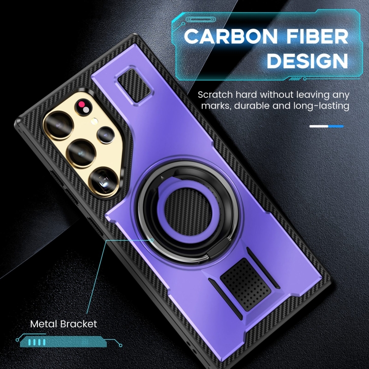 For Samsung Galaxy S24 Ultra 5G Ring Holder Carbon Fiber PC Hybrid TPU Phone Case(Purple) For Samsung Galaxy S24 Ultra 5G Ring Holder Carbon Fiber PC Hybrid TPU Phone Case(Purple)