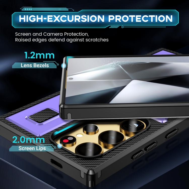 For Samsung Galaxy S24 Ultra 5G Ring Holder Carbon Fiber PC Hybrid TPU Phone Case(Purple) For Samsung Galaxy S24 Ultra 5G Ring Holder Carbon Fiber PC Hybrid TPU Phone Case(Purple)