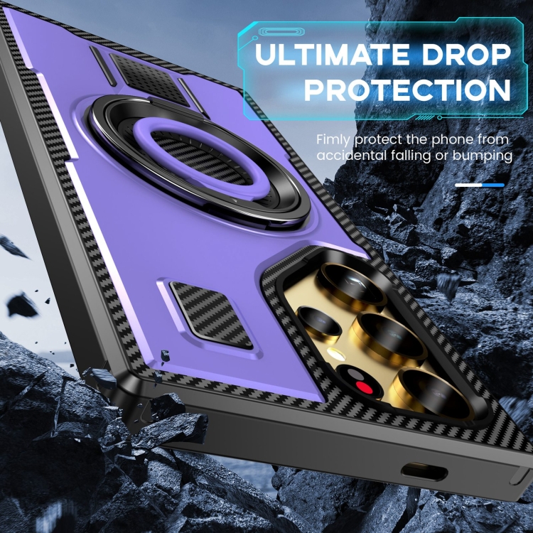 For Samsung Galaxy S24 Ultra 5G Ring Holder Carbon Fiber PC Hybrid TPU Phone Case(Purple) For Samsung Galaxy S24 Ultra 5G Ring Holder Carbon Fiber PC Hybrid TPU Phone Case(Purple)