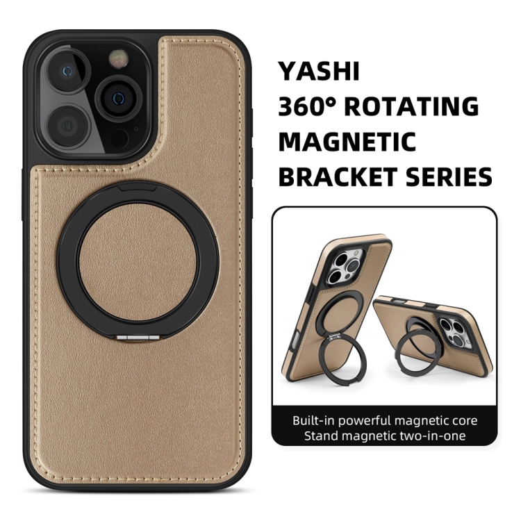 For iPhone 16 Pro Yashi 360 Degree Rotating MagSafe Holder Phone Case(Desert Gold) For iPhone 16 Pro Yashi 360 Degree Rotating MagSafe Holder Phone Case(Desert Gold)