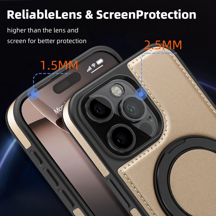 For iPhone 16 Pro Yashi 360 Degree Rotating MagSafe Holder Phone Case(Desert Gold) For iPhone 16 Pro Yashi 360 Degree Rotating MagSafe Holder Phone Case(Desert Gold)