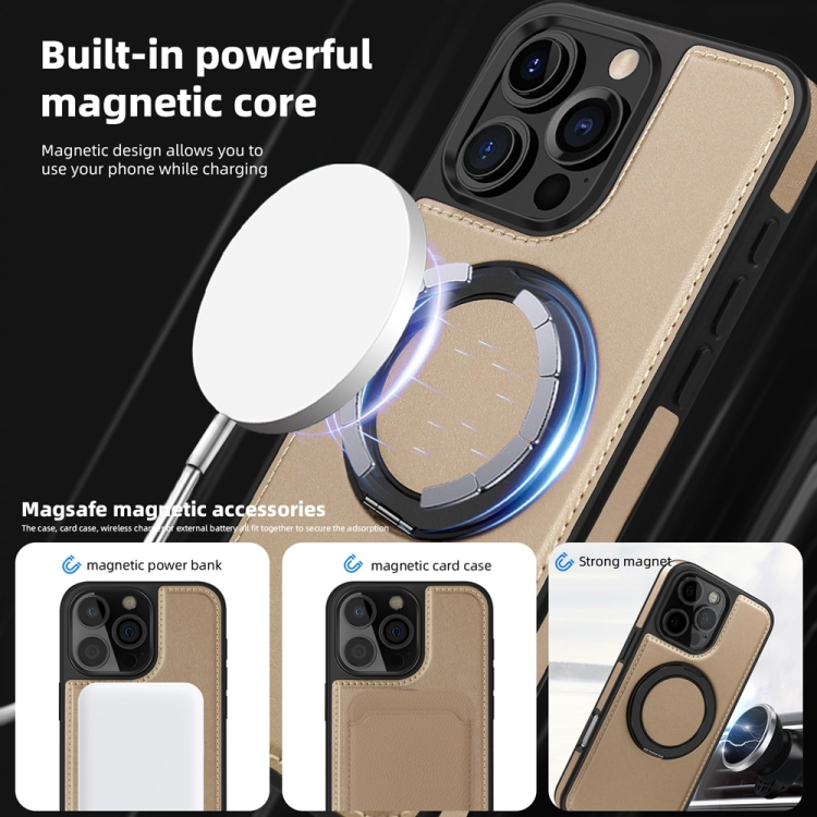For iPhone 16 Pro Yashi 360 Degree Rotating MagSafe Holder Phone Case(Desert Gold) For iPhone 16 Pro Yashi 360 Degree Rotating MagSafe Holder Phone Case(Desert Gold)