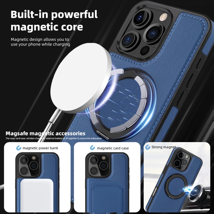 For iPhone 16 Plus Yashi 360 Degree Rotating MagSafe Holder Phone Case(Blue) For iPhone 16 Plus Yashi 360 Degree Rotating MagSafe Holder Phone Case(Blue)