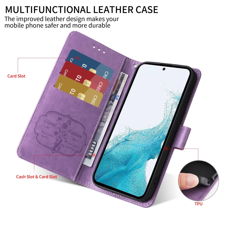 For Samsung Galaxy S21+ 5G Embossed Butterfly Flowers Leather Phone Case(Purple) For Samsung Galaxy S21+ 5G Embossed Butterfly Flowers Leather Phone Case(Purple)