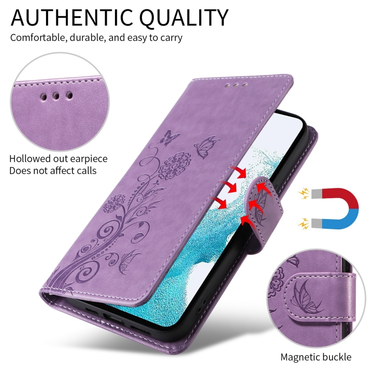 For Samsung Galaxy S21+ 5G Embossed Butterfly Flowers Leather Phone Case(Purple) For Samsung Galaxy S21+ 5G Embossed Butterfly Flowers Leather Phone Case(Purple)