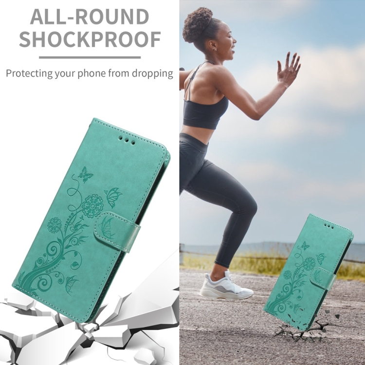 For Samsung Galaxy S25+ 5G Embossed Butterfly Flowers Leather Phone Case(Green) For Samsung Galaxy S25+ 5G Embossed Butterfly Flowers Leather Phone Case(Green)