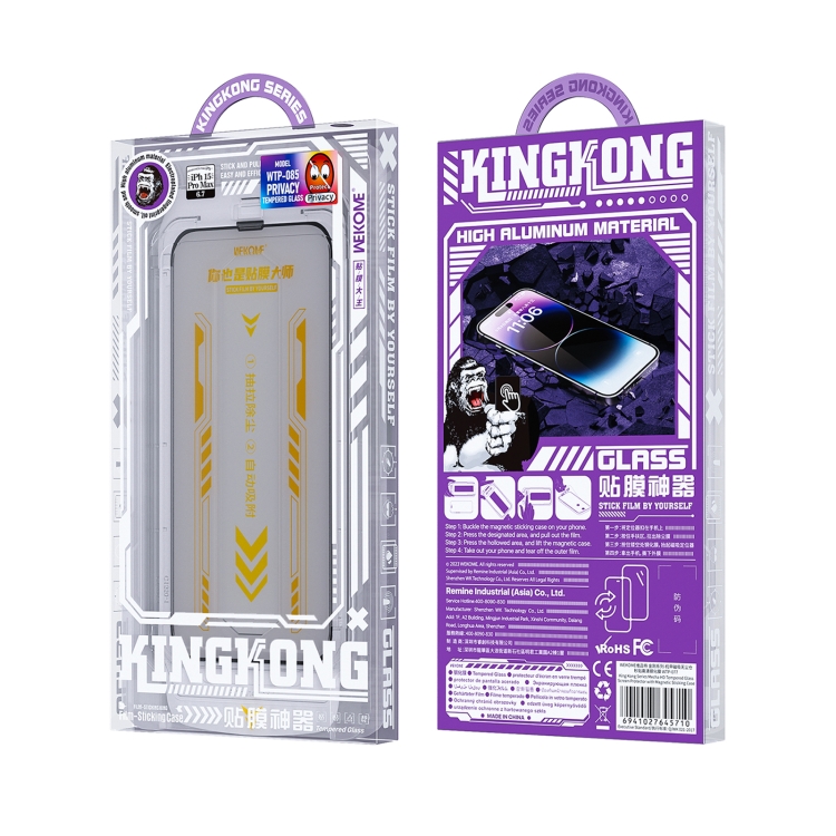 For iPhone 15 Pro WK WTP-085 Speedy Series Dust-free Warehouse Anti-peeping Tempered Glass Film For iPhone 15 Pro WK WTP-085 Speedy Series Dust-free Warehouse Anti-peeping Tempered Glass Film