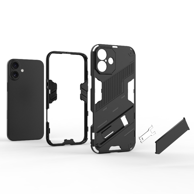 For iPhone 16 Punk Armor 2 in 1 PC + TPU Phone Case with Holder(Green) For iPhone 16 Punk Armor 2 in 1 PC + TPU Phone Case with Holder(Green)