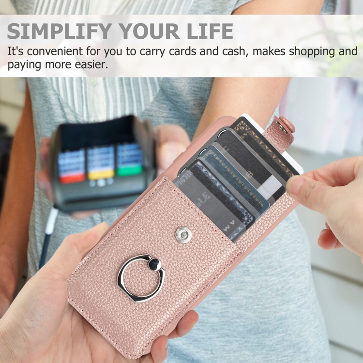 For Samsung Galaxy S24 FE 5G Litchi Texture Drawing Card Bag Ring Holder Phone Case(Wine Red) For Samsung Galaxy S24 FE 5G Litchi Texture Drawing Card Bag Ring Holder Phone Case(Wine Red)
