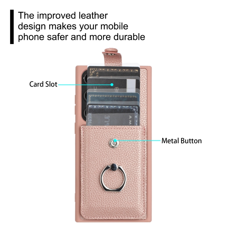 For Samsung Galaxy S23 Ultra 5G Litchi Texture Drawing Card Bag Ring Holder Phone Case(Black) For Samsung Galaxy S23 Ultra 5G Litchi Texture Drawing Card Bag Ring Holder Phone Case(Black)