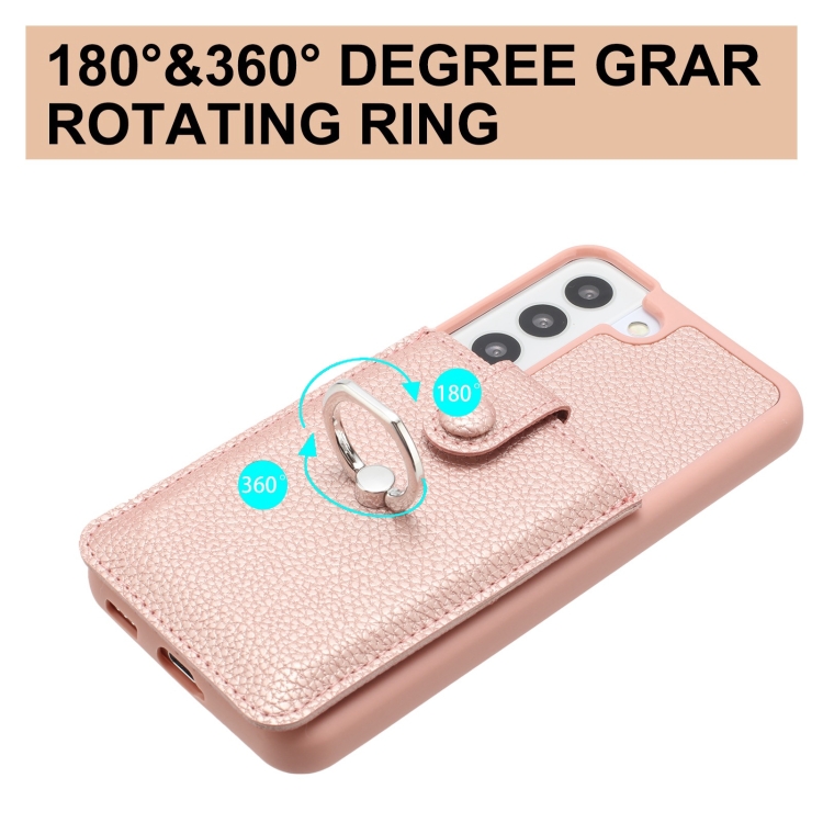 For Samsung Galaxy S22 5G Litchi Texture Drawing Card Bag Ring Holder Phone Case(Wine Red) For Samsung Galaxy S22 5G Litchi Texture Drawing Card Bag Ring Holder Phone Case(Wine Red)