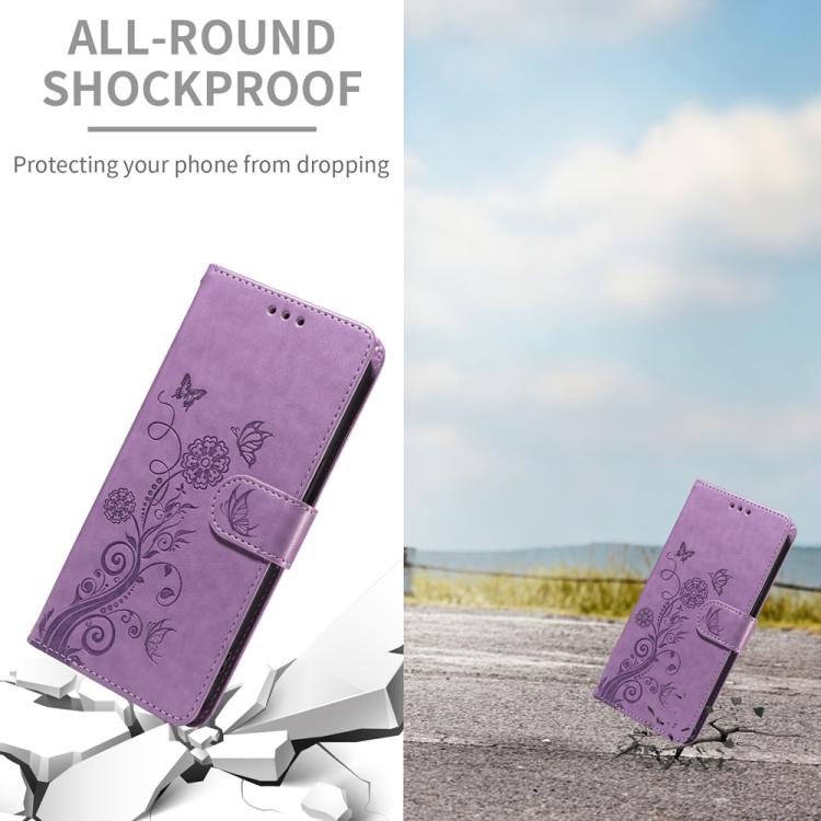For Realme P4R 5G / P4x 4G / C100 4G / C100i Embossed Butterfly Flowers Leather Phone Case(Purple)